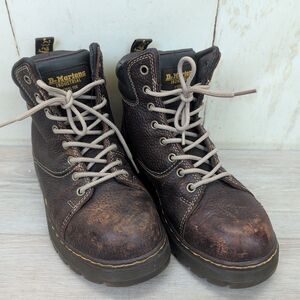 DR. MARTENS GILBRETH STEEL TOE BROWN LEATHER BOOTS Women's Size 8  Safety Shoes
